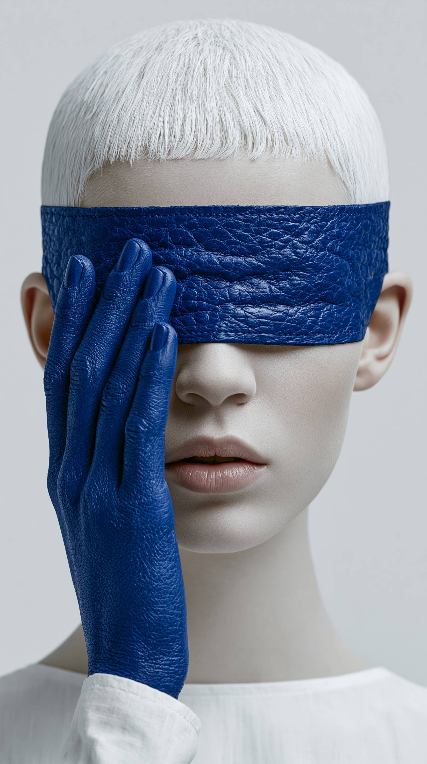 Dyed leather accessory in cobalt