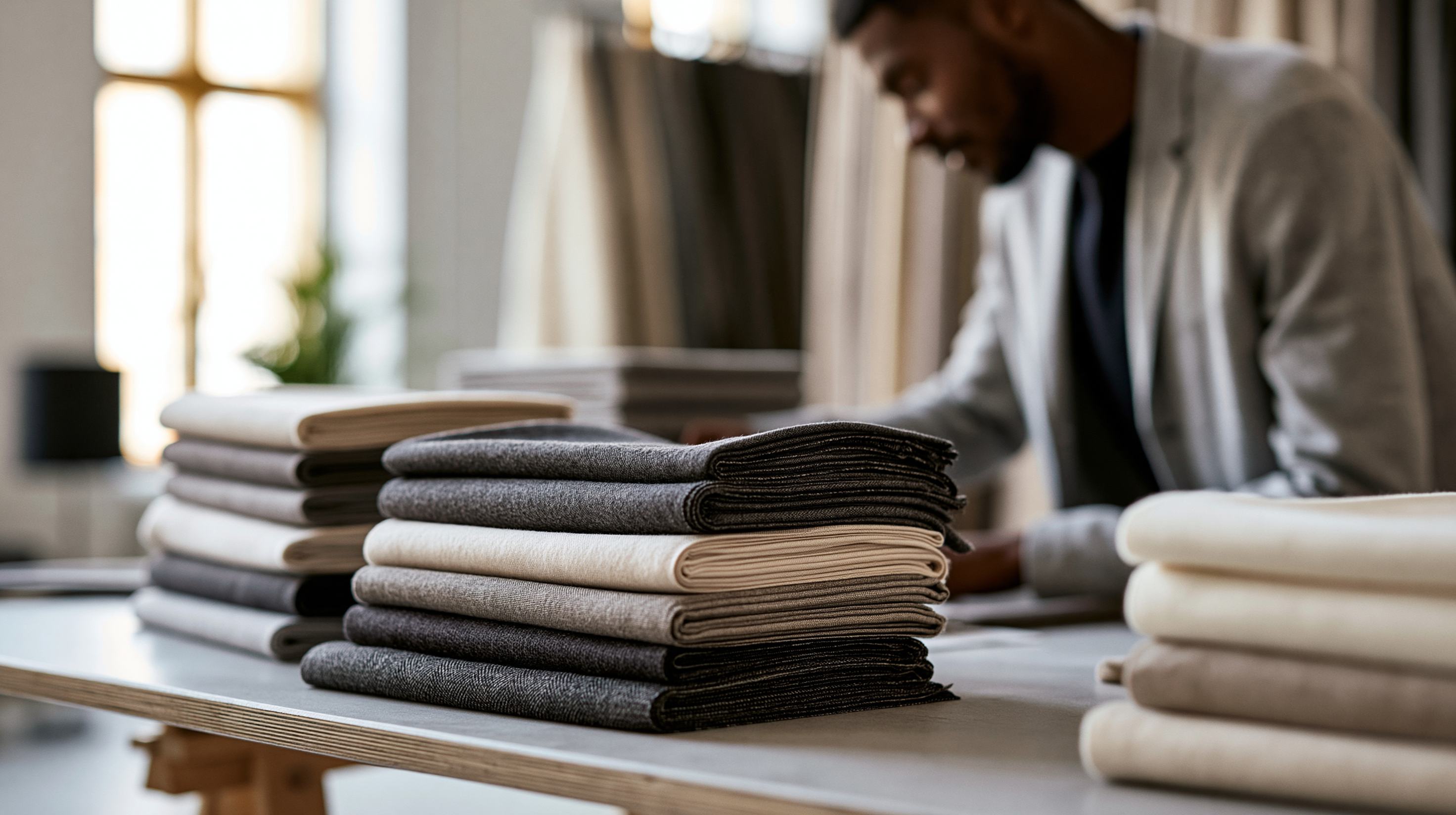 Textile archive of folded fabric swatches